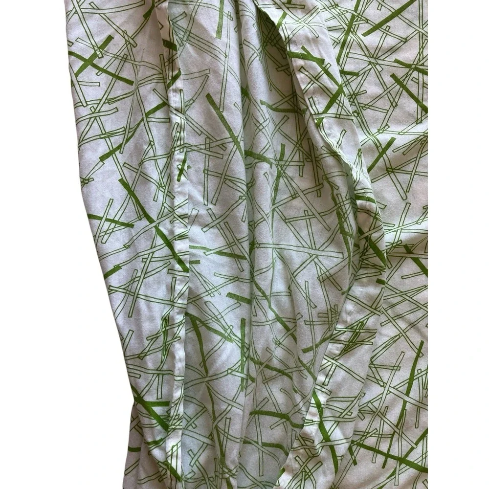 IKEA Plockar Duvet Cover Full Queen Green Ivory Geometric Line Pattern 81x81